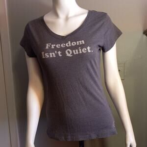 Harley Davidson Womens Freedom Isn’t Quiet Gray Graphic Biker T Shirt Small